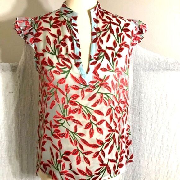Alice & Olivia Malita Ruffle Silk Blouse Size Small - Picture 2 of 11